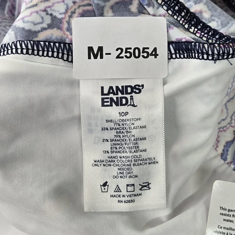 Lands' End Women Swimwear 10P Multicolor Underwire Tankini Top Swimsuit